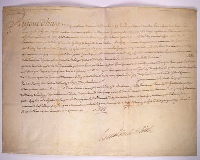 null (PAS-DE-CALAIS. Maréchal Duc de BELLEISLE.) - Pièce signée du Roi LOUIS XV (Secrétaire)...