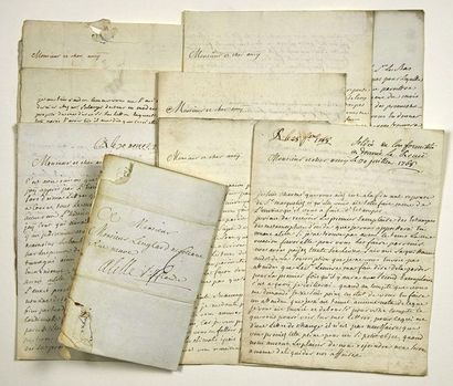 null (PARIS. MARCHAND D'ESTAMPES.) Correspondance de 10 Lettres de PARIS, de 1765...