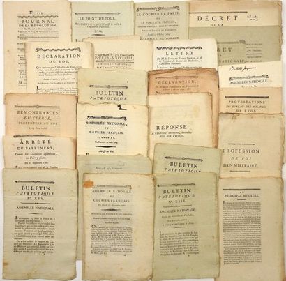 null LA RÉVOLUTION DE 1789 - 26 Imprimés: Bulletins, journaux révolutionnaires, décrets...