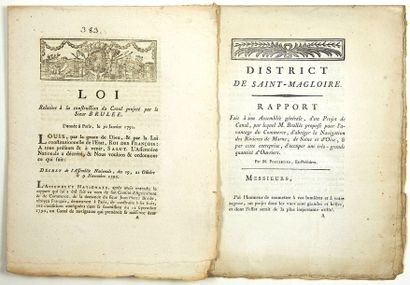 null CRÉATION DU CANAL DE L'OURCQ. 2 Imprimés: «District de SAINT-MAGLOIRE» - “Rapport...