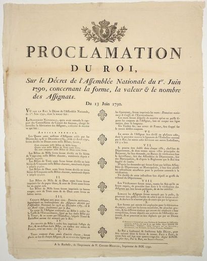 null ASSIGNATS. 1790. «Proclamation du Roi (Louis XVI), sur un Décret de la Convention...
