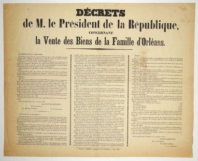 null FAMILLE D'ORLÉANS. 1852. «Décrets de M. le Président de la République (Napoléon...