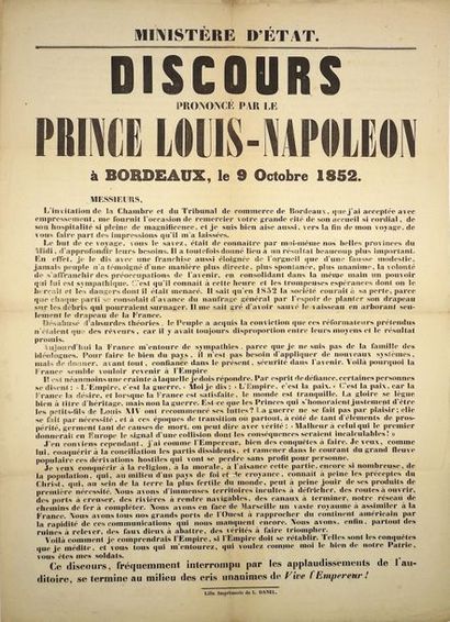 NAPOLÉON III. Discours prononcé par le Prince LOUIS-NAPOLÉON, à BORDEAUX, le 9 Octobre...