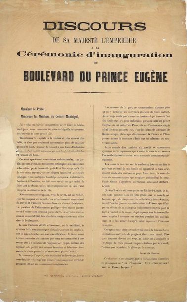 null PARIS - BOULEVARD du PRINCE EUGÈNE - «Discours de sa Majesté l'Empereur à la...