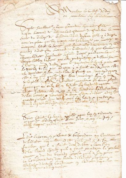 null LOIR-ET-CHER. VILLEMALARD (41). Copy of the Request to Mr. the Bailiff of DUN...