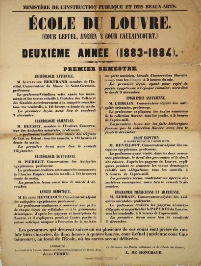 ÉCOLE DU LOUVRE. 1883. (Cour Lefuel, Ancienne Cour Caulaincourt) DEUXIEME ANNEE (1883-1884)...