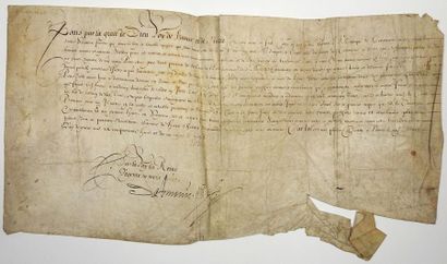 null MANCHE. 1648. ÉGLISE DE ST MALO DE CARNEVILLE. Parchemin signé du Roi LOUIS...
