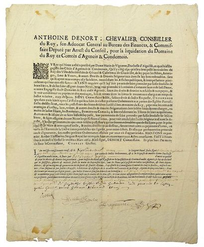 null (LOT-ET-GARONNE) 1669. - COMTÉS D'AGENOIS & CONDOMOIS - Anthoine DENORT Chevalier,...