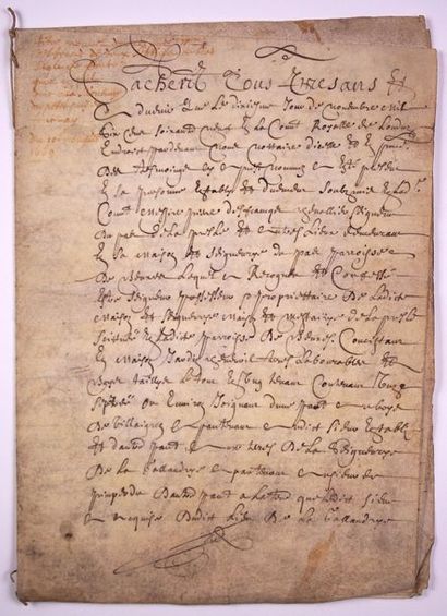 null VIENNE. BEUXES 1669. Seigneurie du PAS. Cahier de parchemin 11 pages (28 x 20).
Devant...