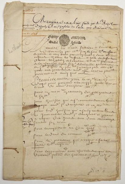 null ST DIZIER (HAUTE MARNE). 1682. 2 manuscrits 19 pp in-4°.
1) Mémoires de frais,...