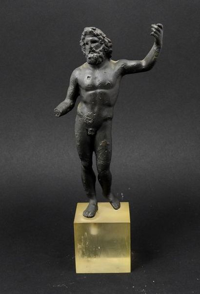 God Zeus with his left arm up. Bronze Greek...
