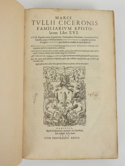 null CICERON: Marci Tullii Ciceronis familiarum epistolarum libri XVI. Paris, Iacobea,...