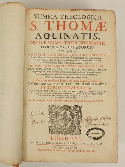 null SAINT Thomas d'AQUIN: Summa Theologica S. Thomae Aquinatis. Lyon, Rigaud, 1686....