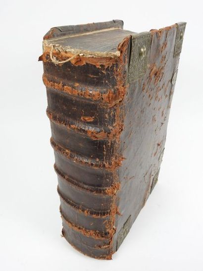 null BIBLE: Biblia Sacra…Zurich, 1712. In-folio veau brun d'époque, dos à nerfs,...