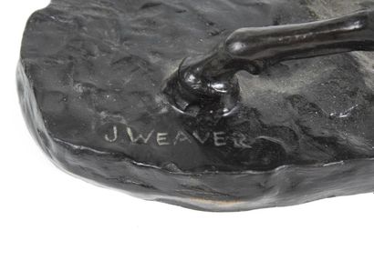 John Barney Weaver (1920-2012) Bronze à patine noire représentant un cavalier et...