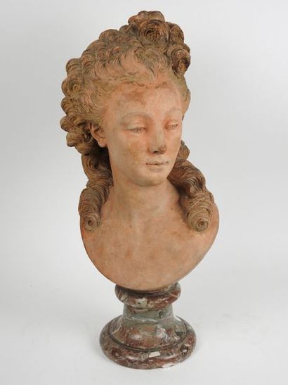 null Mademoiselle Camargo in bust
Terracotta Breccia marble
pedestal
Signed J. J....