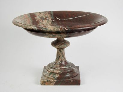 null Circular bowl on red veined marble pedestal
H 25 cm, Diam 35 cm