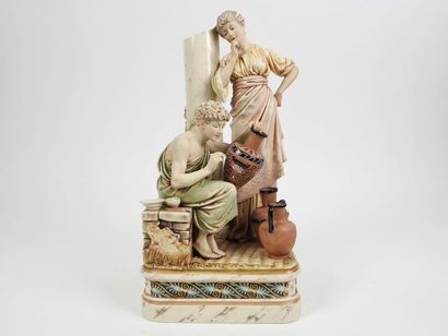 null Porcelain group representing two young subjects in a ruined
landscape Stamp...