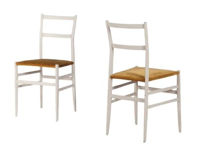 Gio PONTI (1891-1979) «Leggera», modèle créé en 1951
Suite de six chaises laquées...