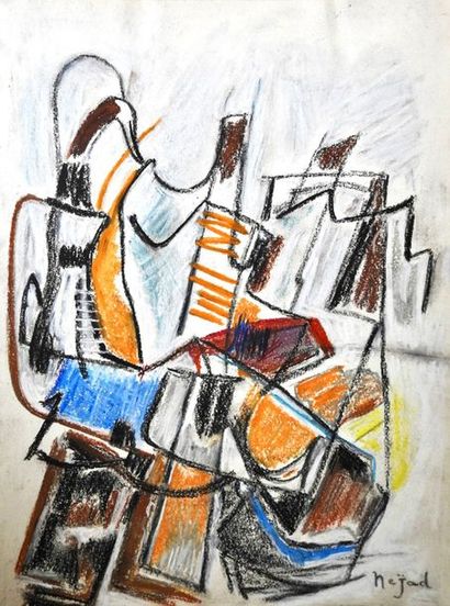 Nejad DEVRIM (1923-1995) Composition
Crayons gras sur papier signé en bas à gauche
32...