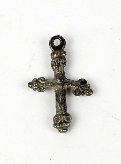 null Crucifix representing a Christ and a virgin with child

Silver plated pewter...