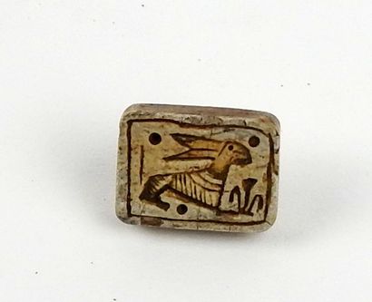 null Stamp decorated with a double-sided hollow scene, on one side a hare and on...