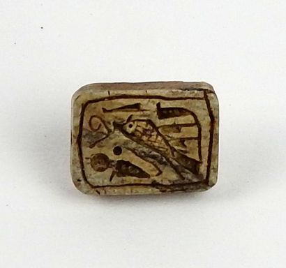 null Stamp decorated with a double-sided hollow scene, on one side a hare and on...