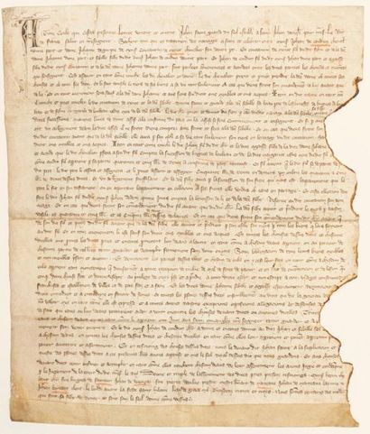 null SAINTONGE. 1333. SAINT-JEAN D'ANGÉLY (17). Contrat de mariage de Jean de COUDUN,...