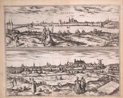 null ORLÉANS . BOURGES. Gravure de 1575, représentant la Ville d'ORLÉANS (Loiret)...
