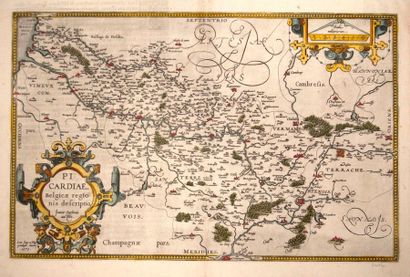 null PICARDIE. ORTELIUS. 1579; Carte «PICARDIAE Belgicæ descriptio.» Joanne Surhonio...