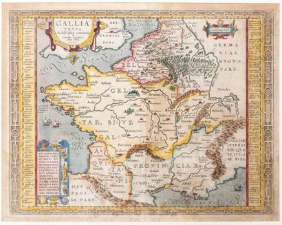 null CARTE DE FRANCE. 1590. «Gallia vetus ad juy Caesaris commentaria. Abraham Ortelius,...