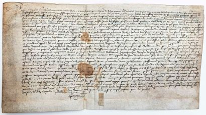 null LOIR-ET-CHER. ST BOHAIRE (41) Parchemin de 1416, établi aux contrats de la Châtellenie...