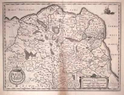 null CARTE de 1633 du BOULONNAIS. BOULOGNE & GUINES. «Bolonia & Guines comitatus.»...