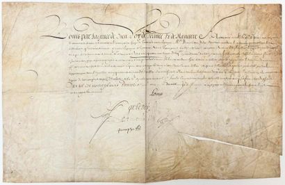 null LOUIS XIV Roy de France et de Navarre. 1643. ORDRE DU SAINT ESPRIT. Pièce signée...