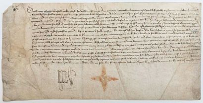 null VAL-D'OISE. GRENIER À SEL DE PONTOISE (95). Charte de 1463.
Mandement Guillaume...