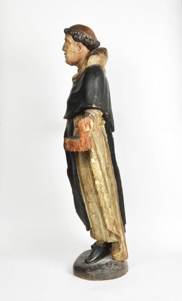 null Moine ou Saint en bois sculpté polychrome.
XVIII° siècle
Manques visibles divers.
H...