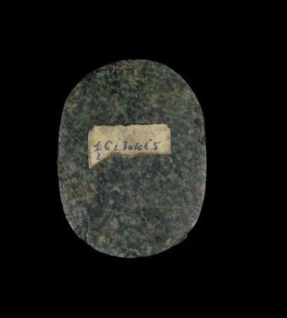 null Anepigraphic heart beetle. Green speckled stone probably metadiorite. L 4 cm
Late...