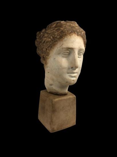 null Beautiful female head probably of the Goddess Venus. Marble on the face and...