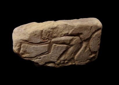 null Fellah plowing. Carved sandstone with small polychrome remains.
L 26 cm
Late...