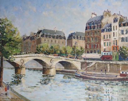 null Jacques Bouyssou (1926-1997)

Le pont Saint Michel à Paris 

Huile sur toile.

Signée...