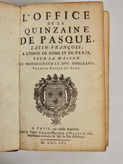 null [RELIURE Aux Armes] L'Office de la quinzaine de Pasque, latin-français, à l'usage...