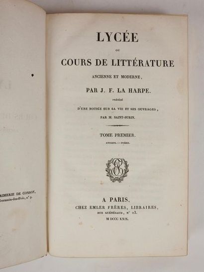 null LAHARPE: Lycée ou cours de littérature ancienne et moderne. Emler Frères, 1829....