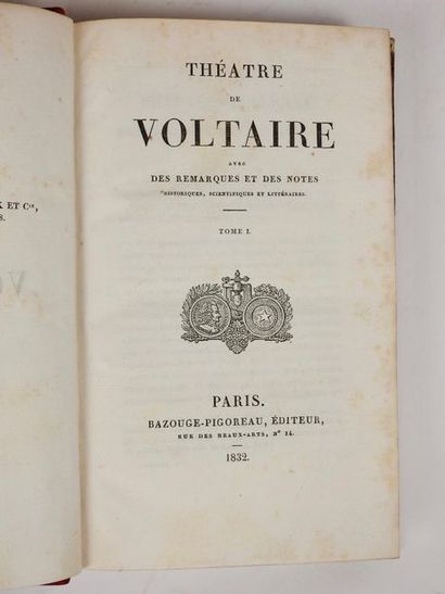null VOLTAIRE: Théâtre. Bazouge-Pigoreau, 1832. 10 vol. in-8 demi-veau cerise d'époque,...