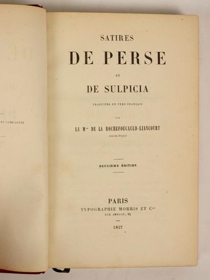 null PERSE: Satires de Perse et de Suplicia. Traduites en vers français par le Marquis...