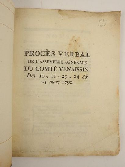 null REVOLUTION Française: Procès Verbal de l'Assemblée Générale du Vomté Venaissin...