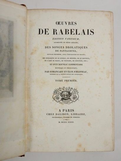 null RABELAIS: Œuvres. Edition variorum, augmentée de pièces inédites, des songes...