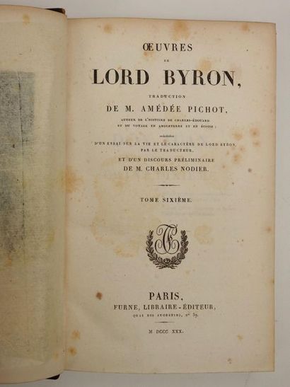 null BYRON (Lord): Les Œuvres. Furne, 1830. 6 vol. in-8 demi-veau bleu d'époque,...