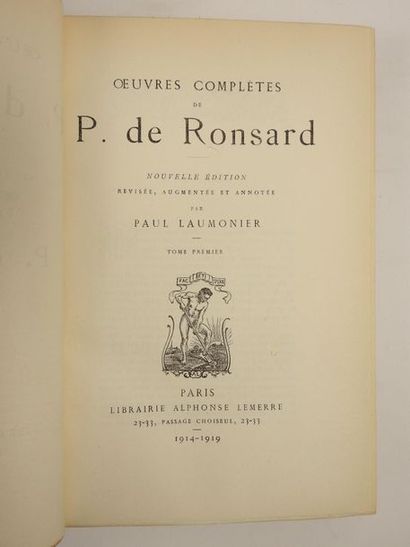null RONSARD (P. de): Œuvres complètes. Lemerre, 1914-1919. 8 vol. in-8 demi-maroquin...