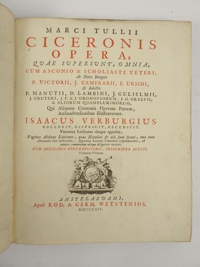 null CICERON: M. Tullii Ciceronis opera omnia. Amsterdam, Wetstenios, 1724. 4 vol....