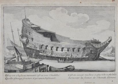 null Paire de gravures représentant la construction d'un navire 

Gravure en noir

XVIII°...